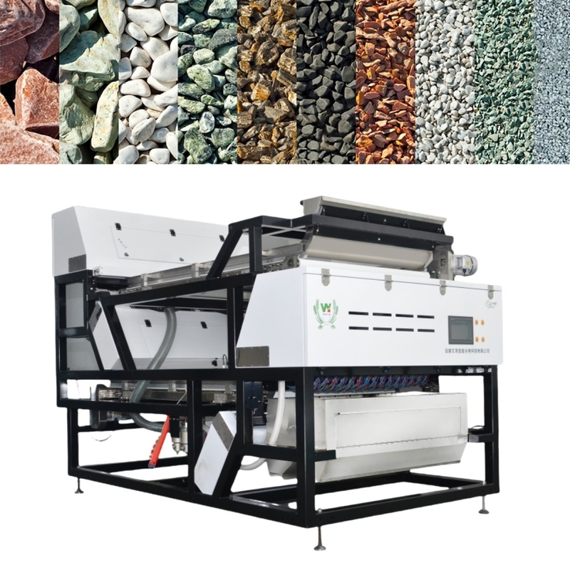 Hoge capaciteit Wenyao Double Layer Belt Droge en natte erts Steen Mineral Color Sorter Machine met Ejector SMC 16 Holes Nozzles