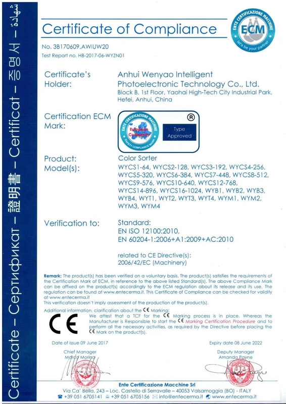 Wenyao High Efficiency Intelligent met Wifi Remote Control Chili Pepper Kleur Sorteren Machine