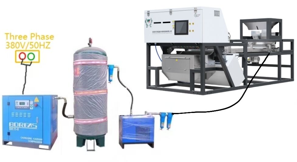 Wenyao Zware Intelligent Kleuren sorteermachine met RGB CCD Camera voor Chilipeper en Knoflook Sortering en 1000-1500 kg/u Output met Wifi Afstandsbediening