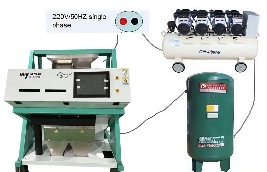 Wenyao Hoge Sorteerprecisie Rijst Kleursorteermachine Optische Sorteermachine voor Graanreiniging met Luchtcompressor Luchtketel