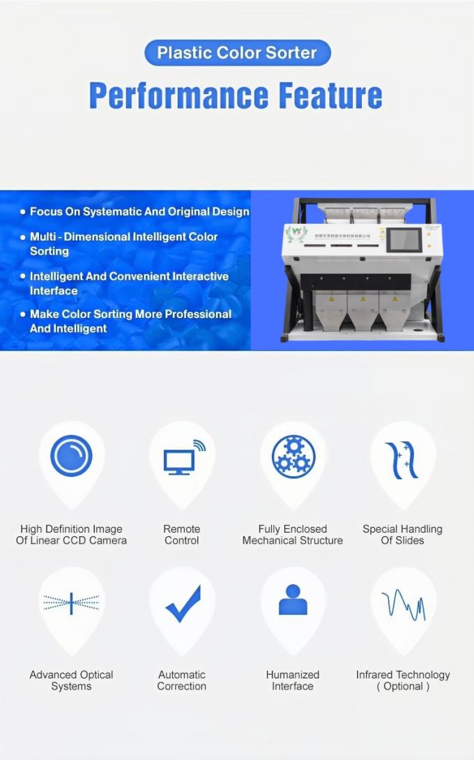 3 Schuitfabrikant Direct Verkopen CCD Camera PET PVC PP Plastic Kleur Sorter Machine 2