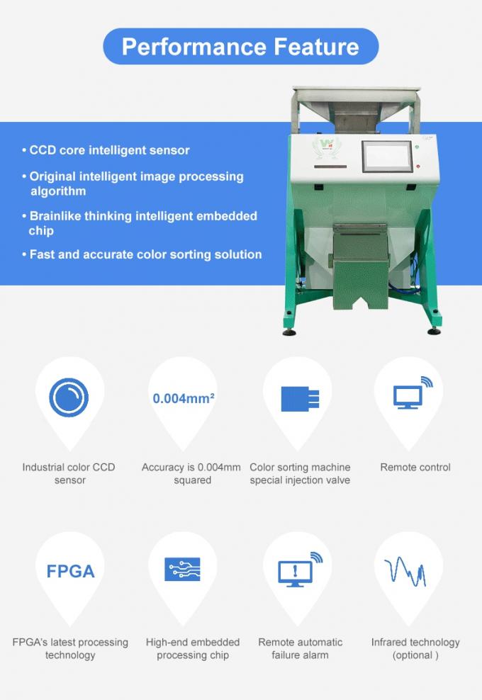 Intelligente 6 chute cashewnoot kleur sorteren machine met Toshiba CCD sensor en RGB camera 3